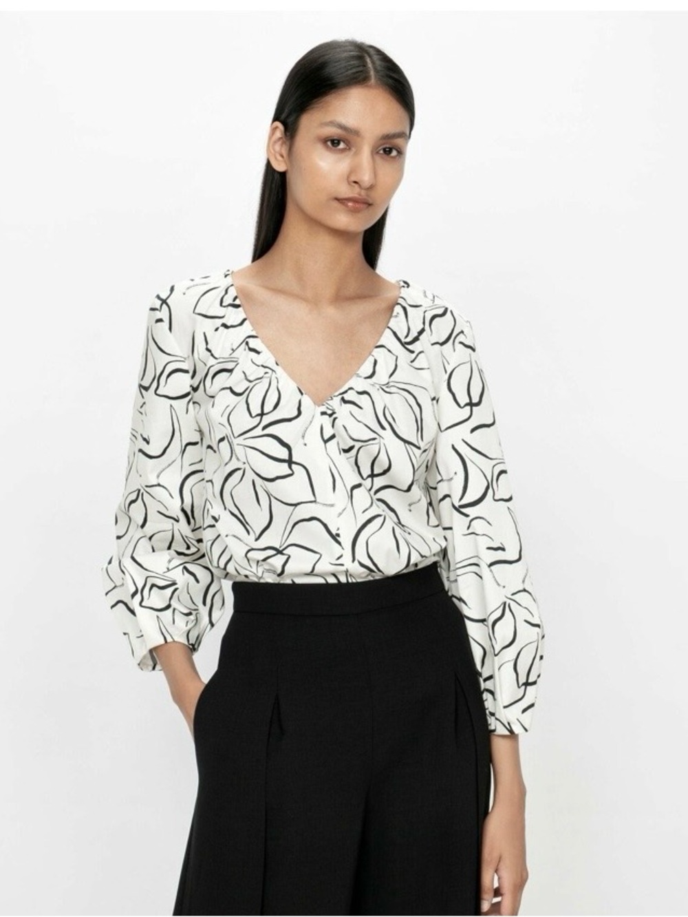 Veronika Maine Organic Cotton Black & White Blouse Workwear Made in Australia